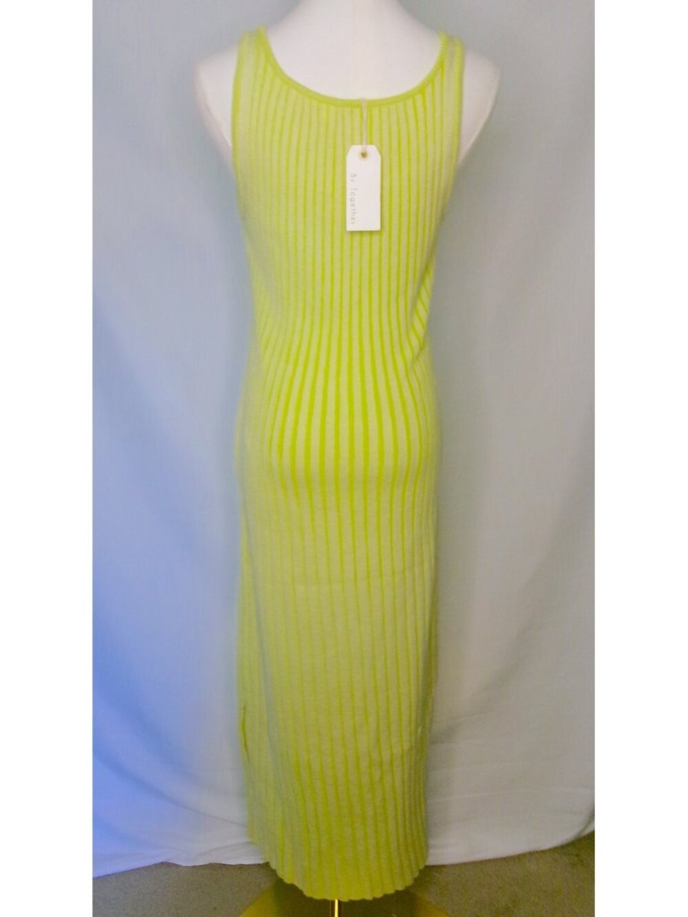 By Together Lime Green Ribbed Knit Bodycon Maxi Dress NWT Small - Picture 4 of 8